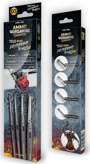 WARGAMING UNIVERSE BRUSH SET - MINIATURE PREMIUM DIO DRYBRUSH 03